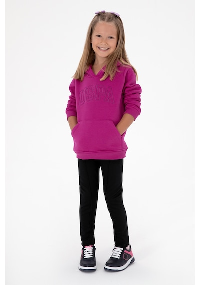 U.S. Polo Assn. Kız Çocuk Fuşya Kapüşonlu Şardonlu Basic Sweatshirt 50314311-VR023