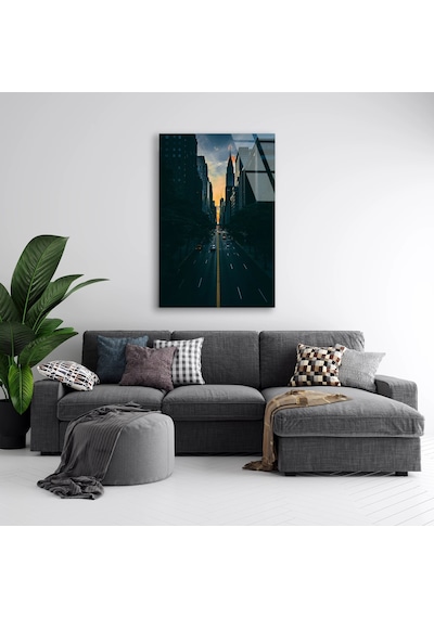 Şehir Cadde Alacakaranlık - Cam Tablo - Deg1526 35 X 50 Cm