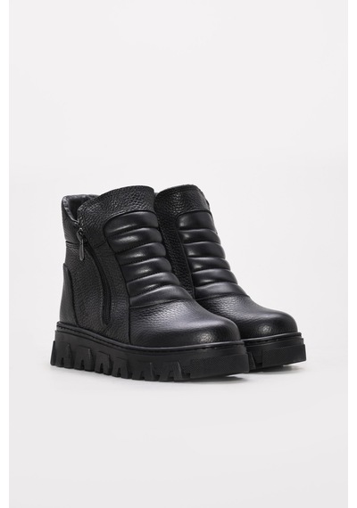 Fast Step Hakiki Deri Kürklü Unisex Klasik Bot 770kxa260wx Siyah
