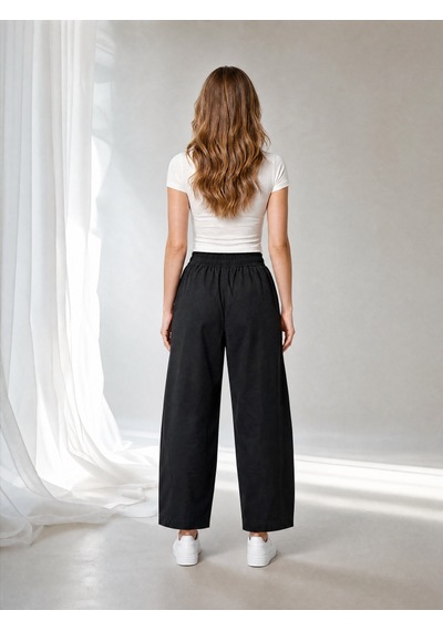 Nealirsanall.com Kadın Yüksek Bel Beli Lastikli Gabardin Balon Paça Pantolon - Dikiş Detaylı Rahat Kesim Şalvar Pantolon Siyah Nealirsanall.com Kadın Yüksek Bel Beli Lastikli Gabardin Balon Paça Pantolon - Dikiş Detaylı Rahat Kesim Şalvar Pantolon Siyah