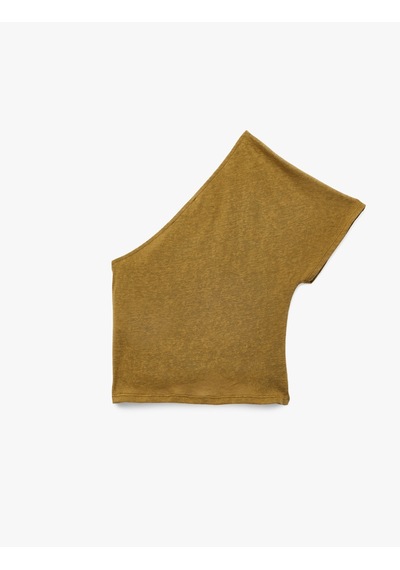 Koton Regular Fit Drape Detaylı Asimetrik Yaka Tek Omuz Bluz Yeşil 6sak10319ek