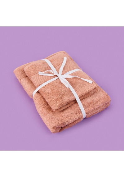 Soft Ella 2'li Hamam Seti - Pembe - 50x70 Cm + 70x140 Cm Renkli