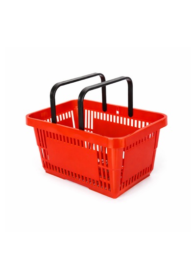 5 Adet / 22 Litre Plastik Market Alışveriş Sepeti Profesyonel Market Mağaza El Sepeti Kırmızı