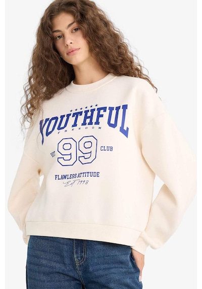 Defacto Regular Fit Bisiklet Yaka Baskılı Sweatshirt E9502ax25wnwt32 Beyaz