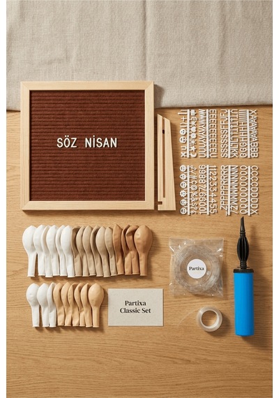 Nişan Söz Süsleme Classic Set Kahve Keçe Yazı Panosu Standlı Balon Zincirli Yetişkin