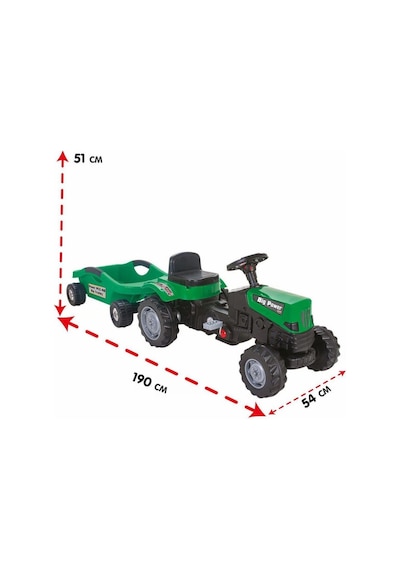 Power Pedallı Big Trolley Traktör Yeşil-pls