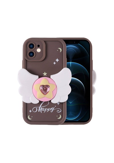 Apple Uyumlu iPhone 12 Kılıf Kamera Korumalı Figür Tasarımlı Zore Kapya Kapak-koyu Kahve Koyu Kahve