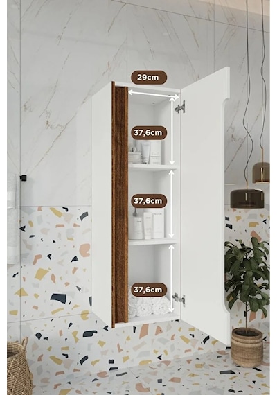Banyo Koza 120 Cm %100 Mdf Banyo Boy Dolabı Beyaz