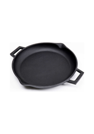 Lava Döküm Demir Çift Metal Kulplu Cam Kapaklı 26 CM Kızartma Tav