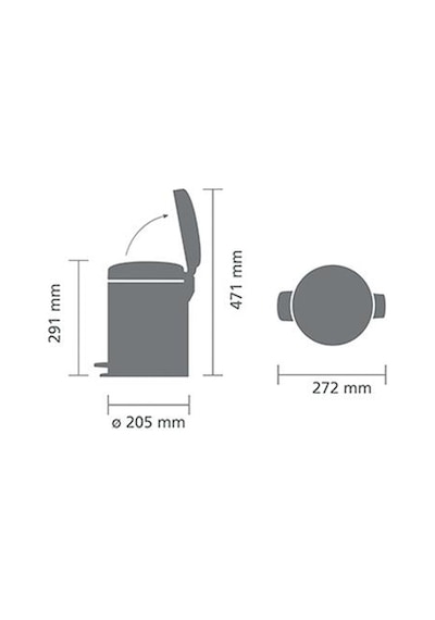 Brabantia Çöp Kutusu Newicon Pedallı 5 Lt Matt Siyah 112928 Siyah