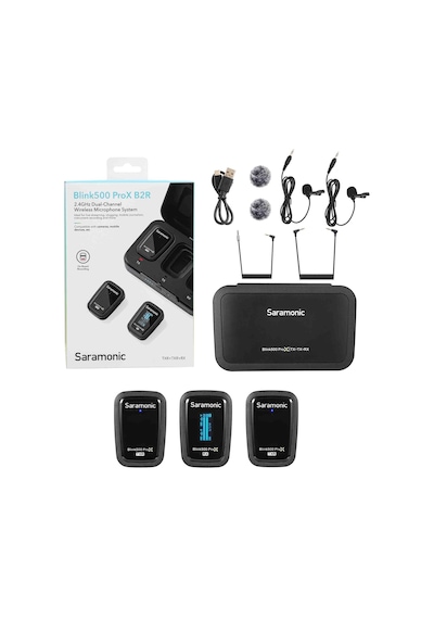 Saramonic Blink 500 Prox B2r 2 Kişilik, Yerleşik Kayıt Ve Yaka Mikrofonlu Kablosuz Klipsli Mikrofon Sistemi
