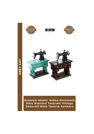 Nostaljik Objeler Antika Görünümlü Dikiş Makinesi Tasarımlı Vintage Dekoratif Biblo Tasarım Kumbara