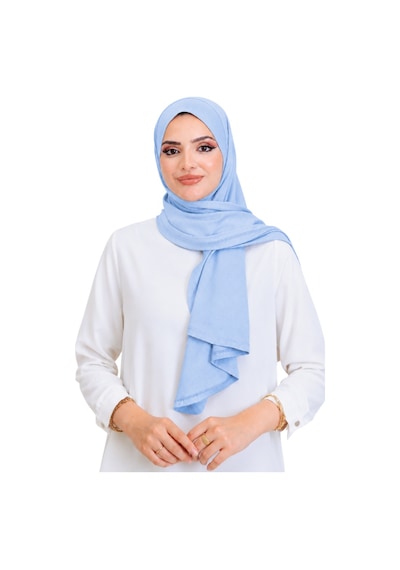Modish Group Penye Boyun Kapamalı Şal Başörtü Hazır Giyim Turban Esnek Jersey Şal Açık Mavi