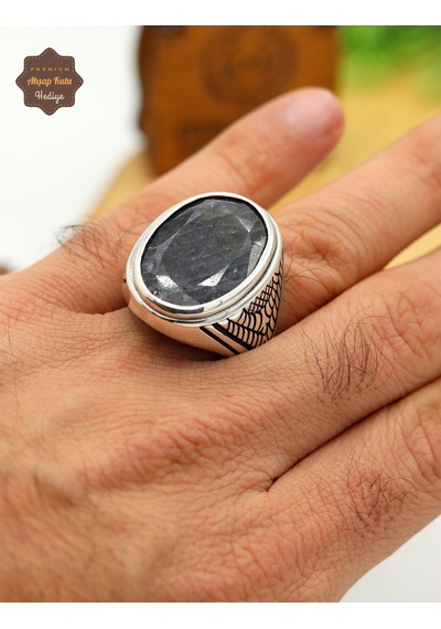 Lapis Lazuli Taşlı Motifli 925 Ayar Gümüş Erkek Yüzük 201024918 Gümüş