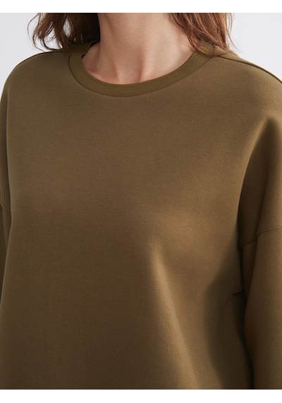 Lcw Vision Haki Bisiklet Yaka Oversize Kadın Sweatshirt