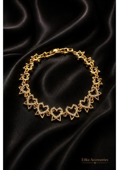 Cm Jewelry Taşlı Gold Ayarlanabilir Çelik Bileklik Altın 08527192