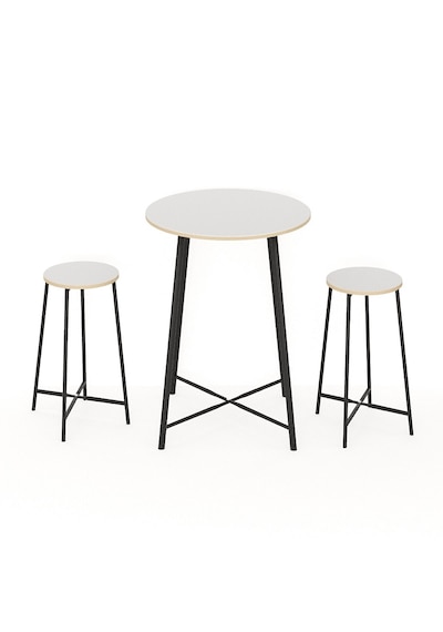 Oval 2 Kişilik Yemek Masası Bar Masası Mutfak Beyaz 1527