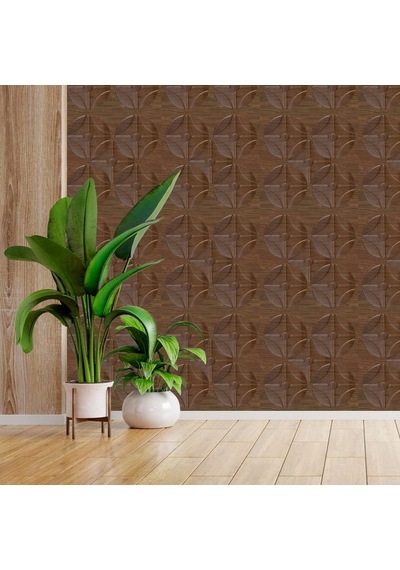 3 Boyutlu Duvar Paneli Kabartmalı Geometrik Yuvarlak Desen Pvc 41x41 Cm/ 6 Adet /1 M² Teak