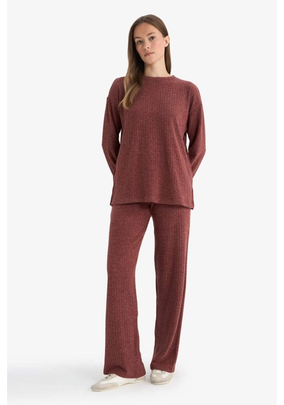 Defacto Straight Fit Düz Paça Selanik Kumaş Pantolon E9910ax25wnbr330 Bordo-br330