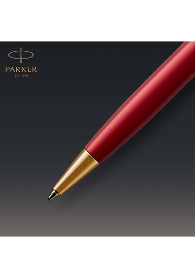Parker Sonnet Lake Kırmızı Altın Tasarımlı Tükenmez Kalem, Orta K Çok Renkli