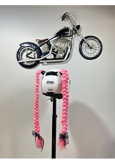 Motor & Motosiklet Pembe Çift Örgü Saç Kask Dış Aksesuar Diğer