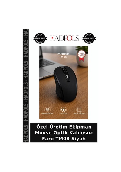 Özel Üretim Ekipman Mouse Optik Kablosuz Fare Tm08 Siyah