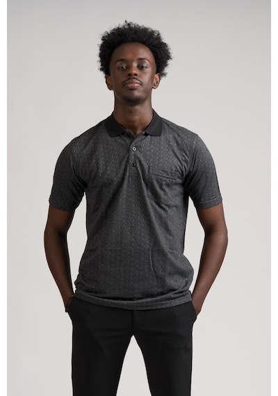 Regular Fit Yakalı Ve Cepli Desenli Erkek Klasik T-shirt 001