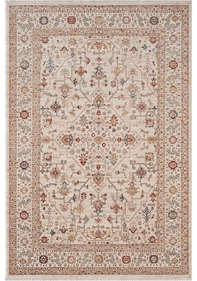 Renkli Vintage Modern Salon Koridor Yatak Ve Oturma Odası Halısı Krem