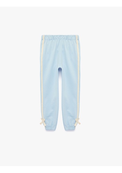 Koton Fiyonk Detaylı Beli Lastikli Pamuklu Şardonlu Jogger Eşofman Altı Mavi 7wmg40016ak