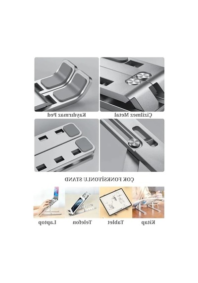 Ayarlanabilir Laptop Yükseltici Stand, Metal Tasarım, Tüm Modellerle Uyumlu