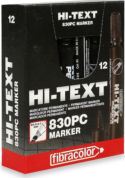 Hi-Text 830PC Kesik Uç Permanent Marker Koli Kalemi Siyah 12 Adet Siyah