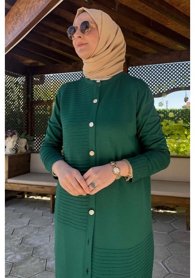 Rabia Şamlı Manolya Zümrüt Triko Hırka Normal