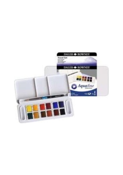 Daler Rowney Aquafine Travel Set Fırça Plastik Kutu 12li