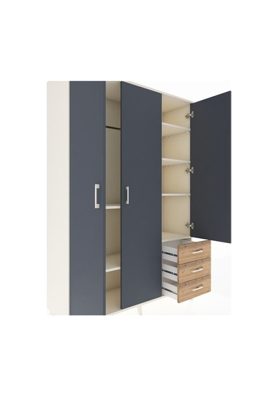 Hyperion Dolap 6 Raflı 3 Çekmeceli Tek Askılı 132x44x195 Aytaşı-antrasit/çam Antrasıt/atlas Çam Hyperion Dolap 6 Raflı 3 Çekmeceli Tek Askılı 132x44x195 Aytaşı-antrasit/çam Antrasıt/atlas Çam