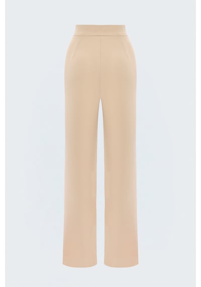 Sateen Aksesuar Detaylı Pantolon - Taş-137805