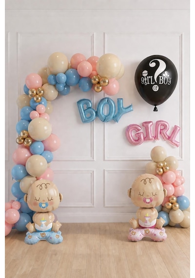 Cinsiyet Belirleme Parti Seti Boy Girl Temalı Konsept 5 Pembe-mavi