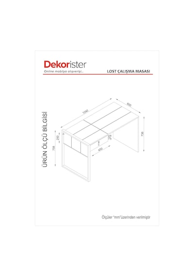 Dekorister Exclusive Lost Metal Çalışma Masası Ceviz