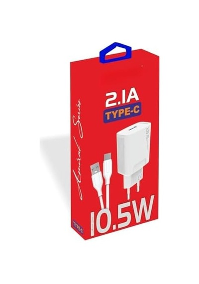Yetty 10.5w Şarj Adaptörü + Type-c Kablo Beyaz Kdr-20t Yerli Üretim
