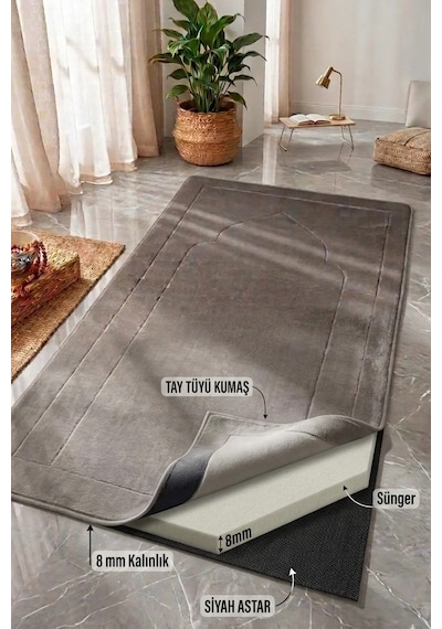 Lüks Tay Tüyü Seccade - 8 Mm Kalın Süngerli Ortopedik 70x120 Cm Taşıma Çantalı Çok Renkli