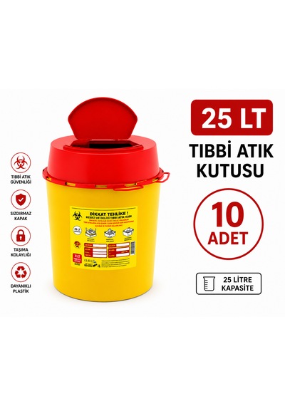25 Lt Tıbbbi Atık Kutusu 10 Adet