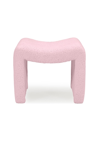 Tokyo Peluş Oval Puf Pembe Pembe