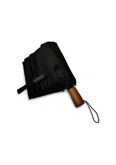 Baginn 10 Telli Tam Otomatik Şemsiye Ahşap Saplı 33 Cm Boy 105 Cm Çap Rainwalker Siyah Renk 001