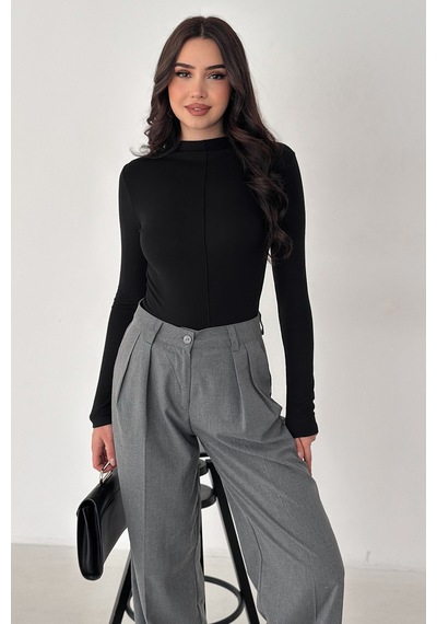 Noa & Noa Kadın Dikiş Detaylı Fit Bluz White Line Siyah