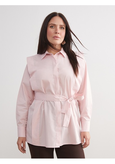 Lcwaıkıkı Classic Pembe Kuşaklı Kadın Gömlek Tunik