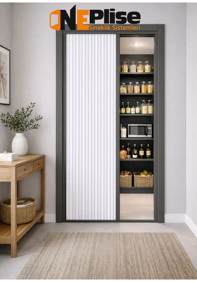 Premium Seri Kapı Seperatörü - Estetik Akordiyon Plise Perdesi Ölçü Aralığı 0-100 Cm X 0-230 Cm Ölçü - 100X230