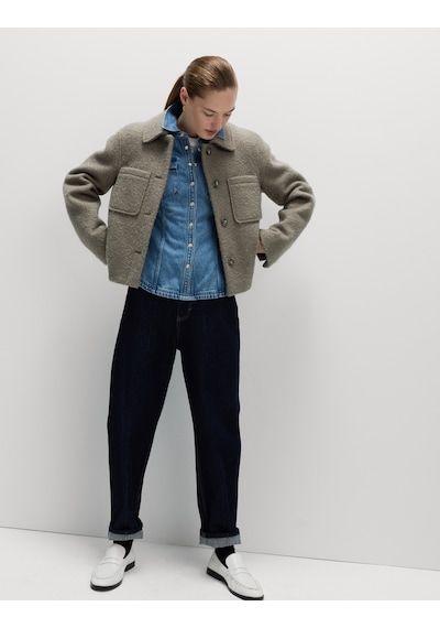 Marks & Spencer Dokulu Yaka Detaylı Bomber Ceket T59005002C Kahverengi