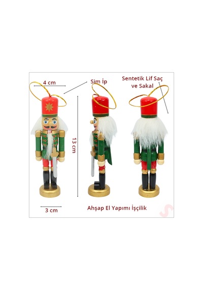 Kurşun Asker, Ahşap Fındıkkıran 13cm - Kılıçlı Yeşil