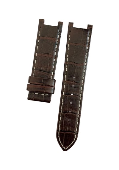 Guess Uyumlu 22 Mm Hakiki Deri Saat Kordonu Klipsli Model - Acı Kahve Beyaz Dikişli Kahverengi