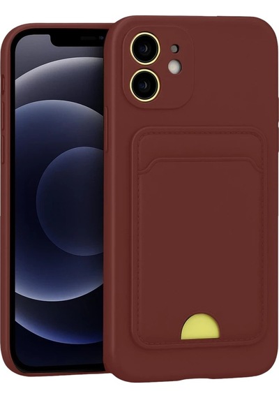 Mey İthalat Apple iPhone Uyumlu - 11 Kılıf Kelvin Kartvizitli Silikon - Bordo Diğer