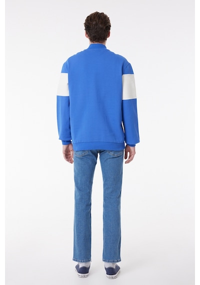 Wrangler Regular Fit Normal Kesim Dik Yaka %100 Pamuk Mavi Erkek Sweatshirt W232526400 Mavi